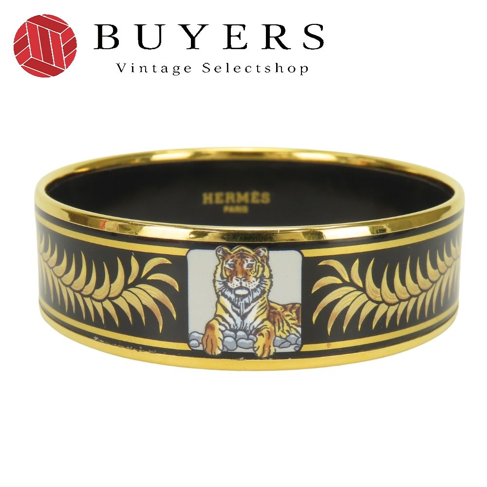 中古】 エルメス バングル エマイユGM メタル エナメル ブラック