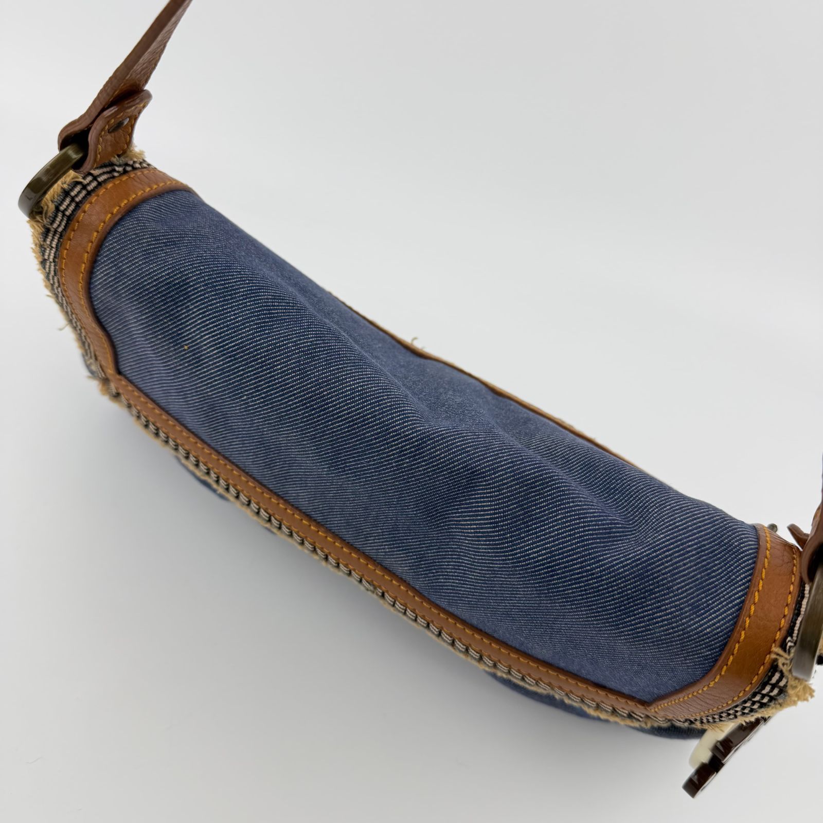 中古】FENDI フェンディ ハンドバッグ ショルダーバッグ ブルー デニム 