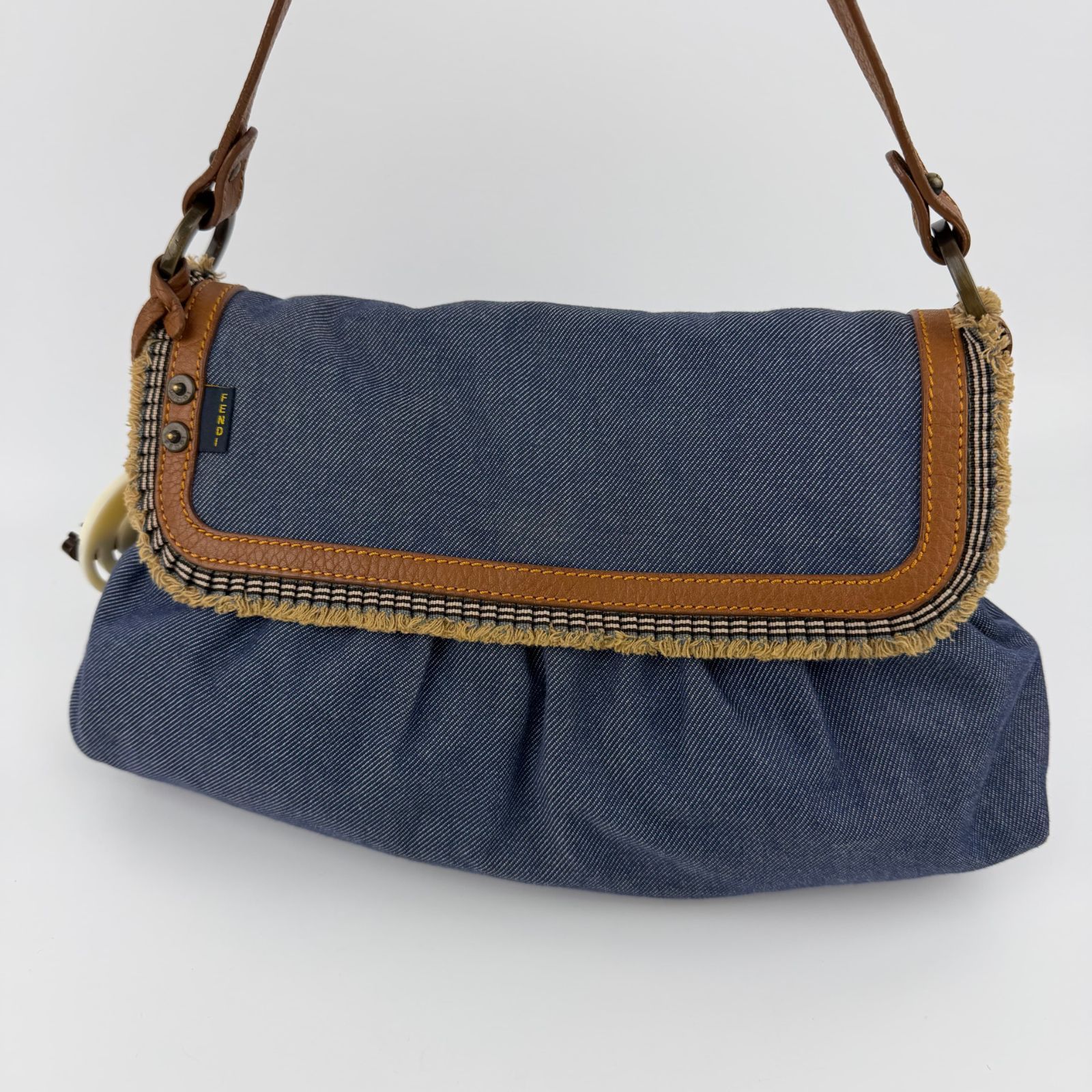 中古】FENDI フェンディ ハンドバッグ ショルダーバッグ ブルー デニム 