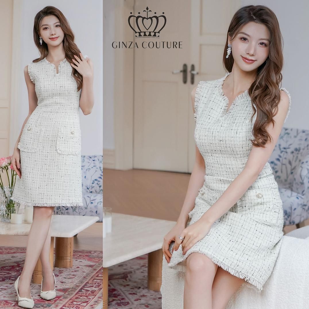 GINZA COUTURE/銀座クチュール】ツイードワンピース/ホワイト ERUKEI 