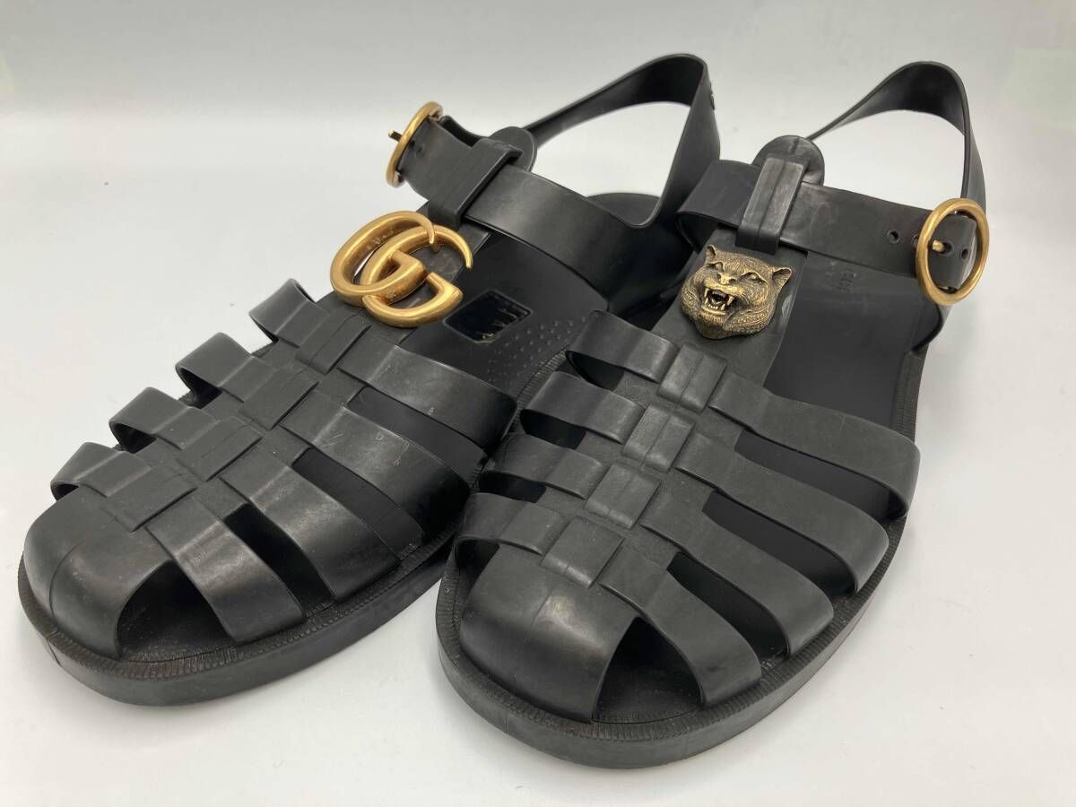 GUCCI ラバーグルカサンダル／タイガーヘッドGG金具 グッチ - メルカリ