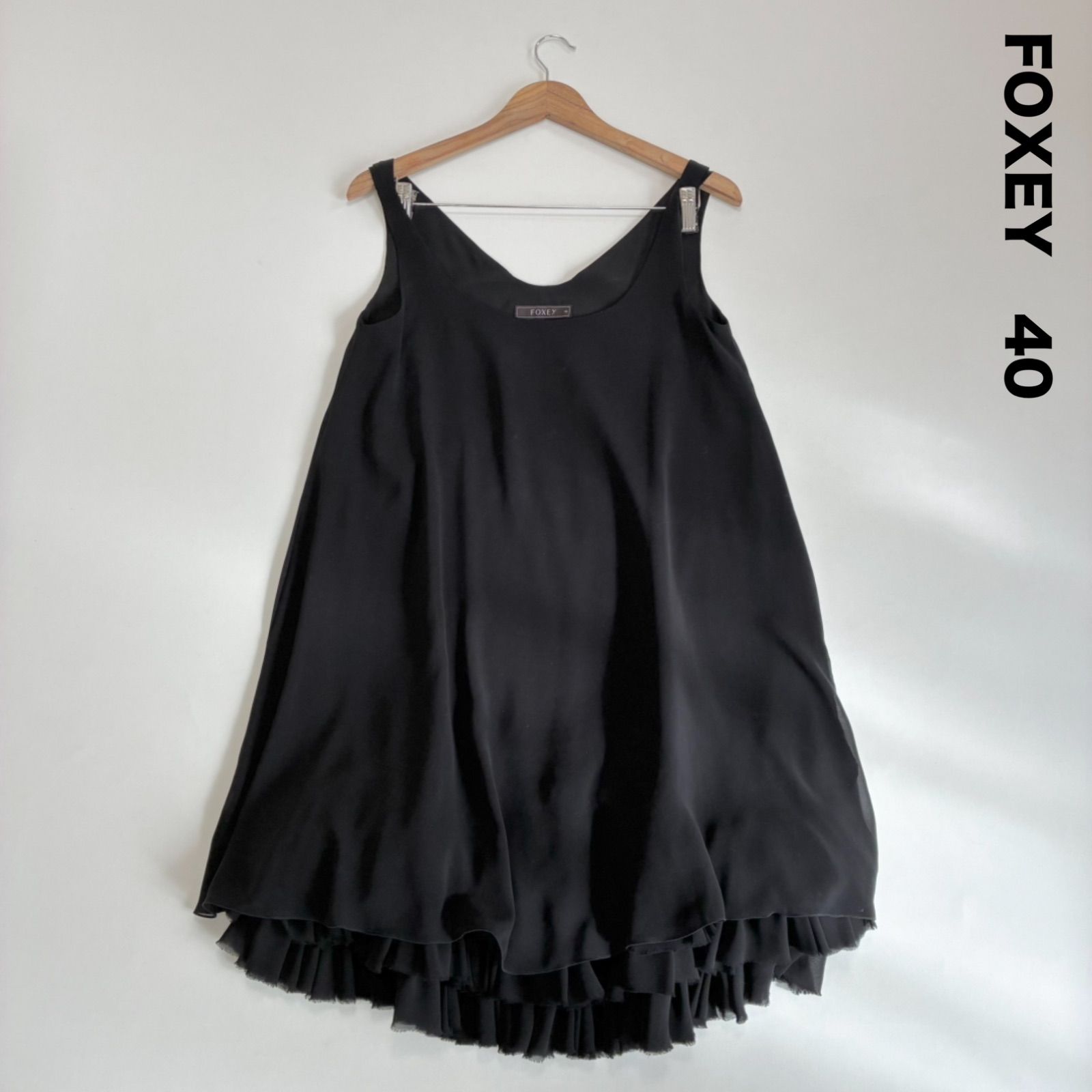 FOXEY フォクシー☆裾ティアードフリルAラインノースリーブワンピース 