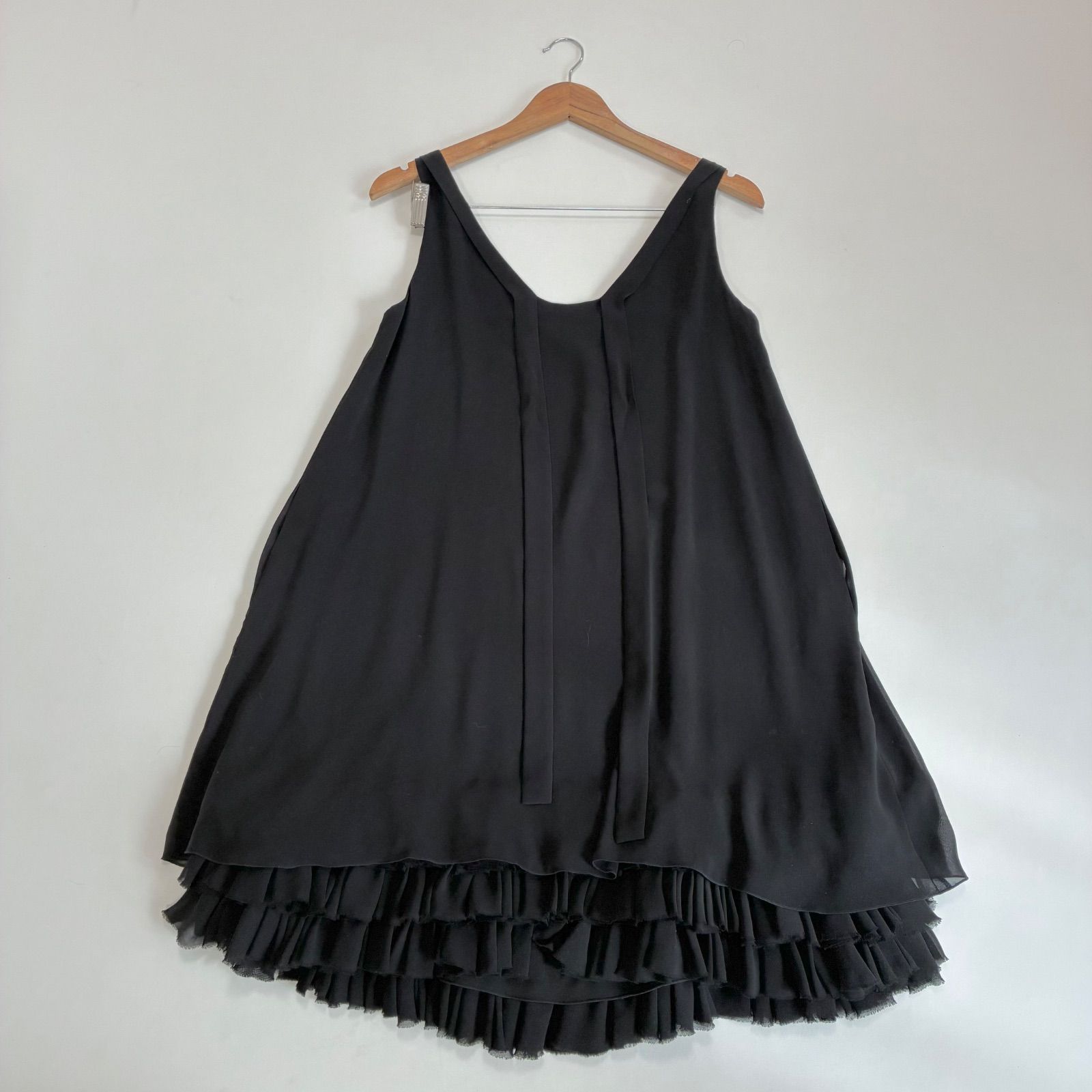 FOXEY フォクシー☆裾ティアードフリルAラインノースリーブワンピース