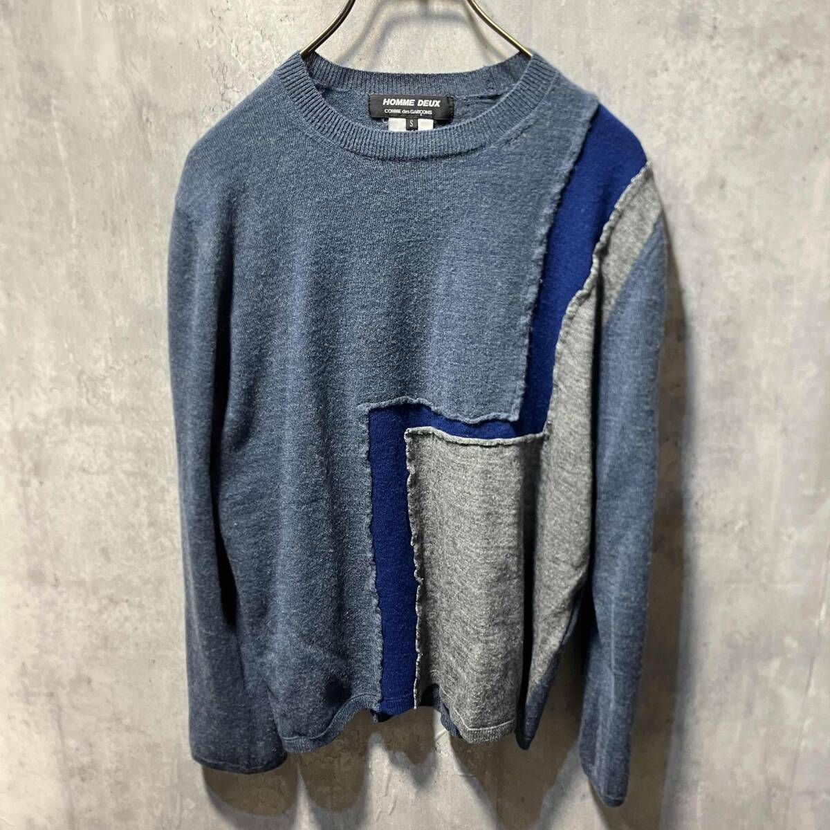 21aw COMME des GARCONS HOMME DEUX マルチカラー長袖ニット Sサイズ 