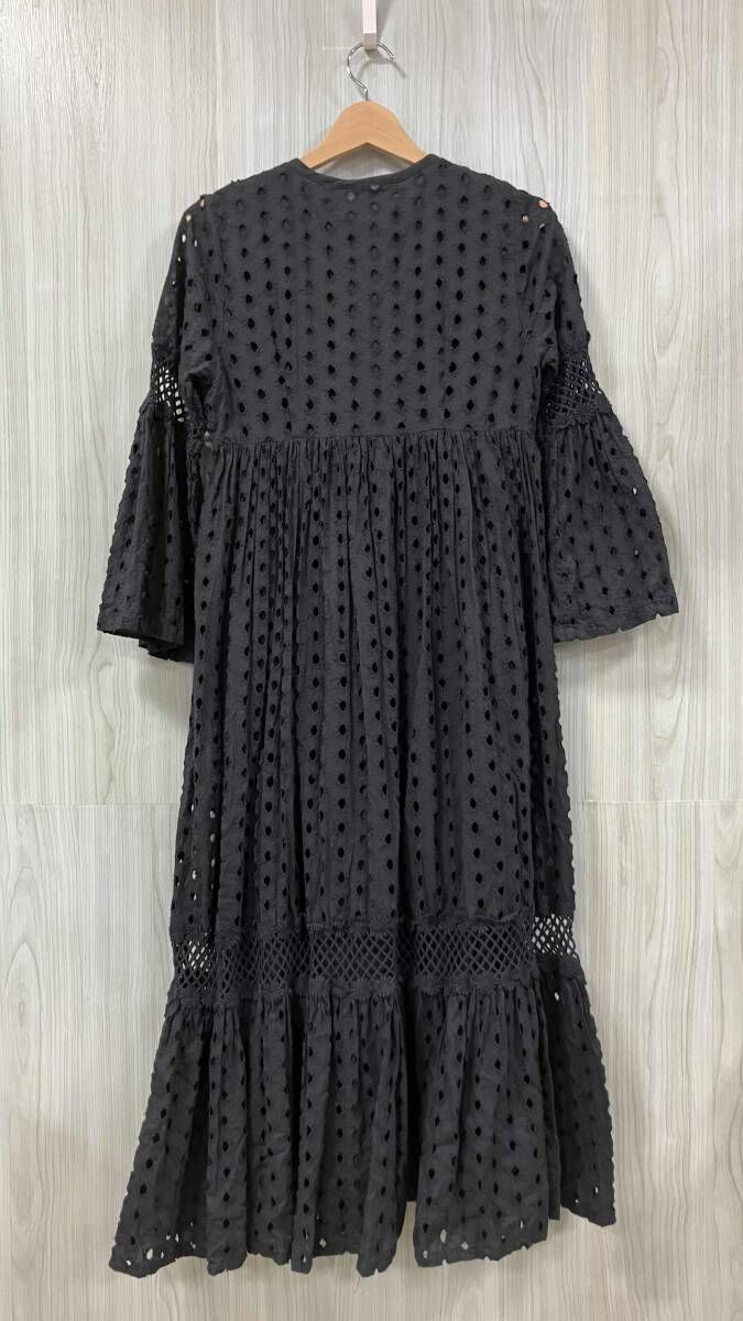 Freada/フリーダ/半袖ワンピース/カットワーク刺繍ワンピース/ブラック 
