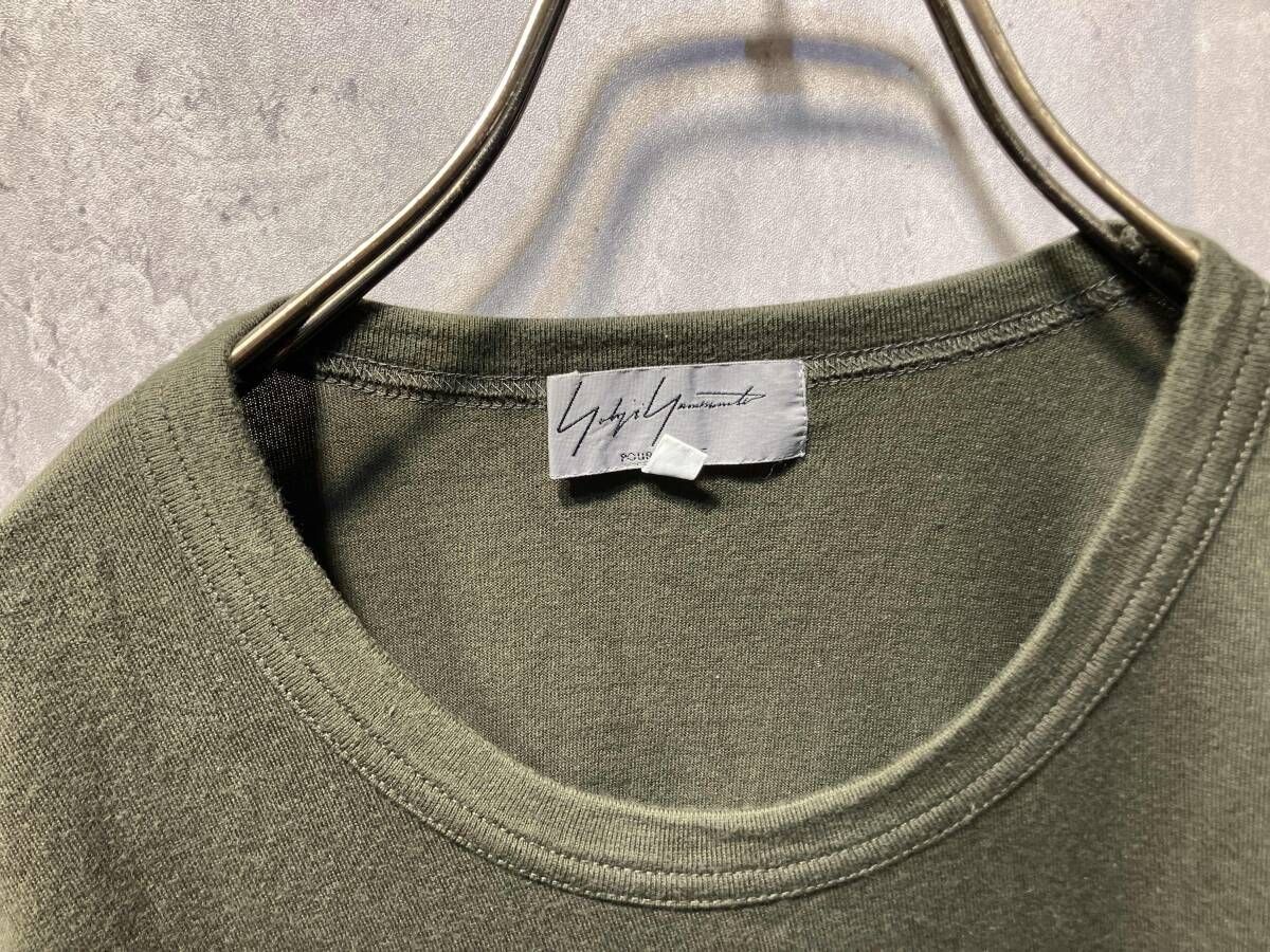 07ss YOHJI YAMAMOTO POUR HOMMEグリーン 切替デザインカットソー T 