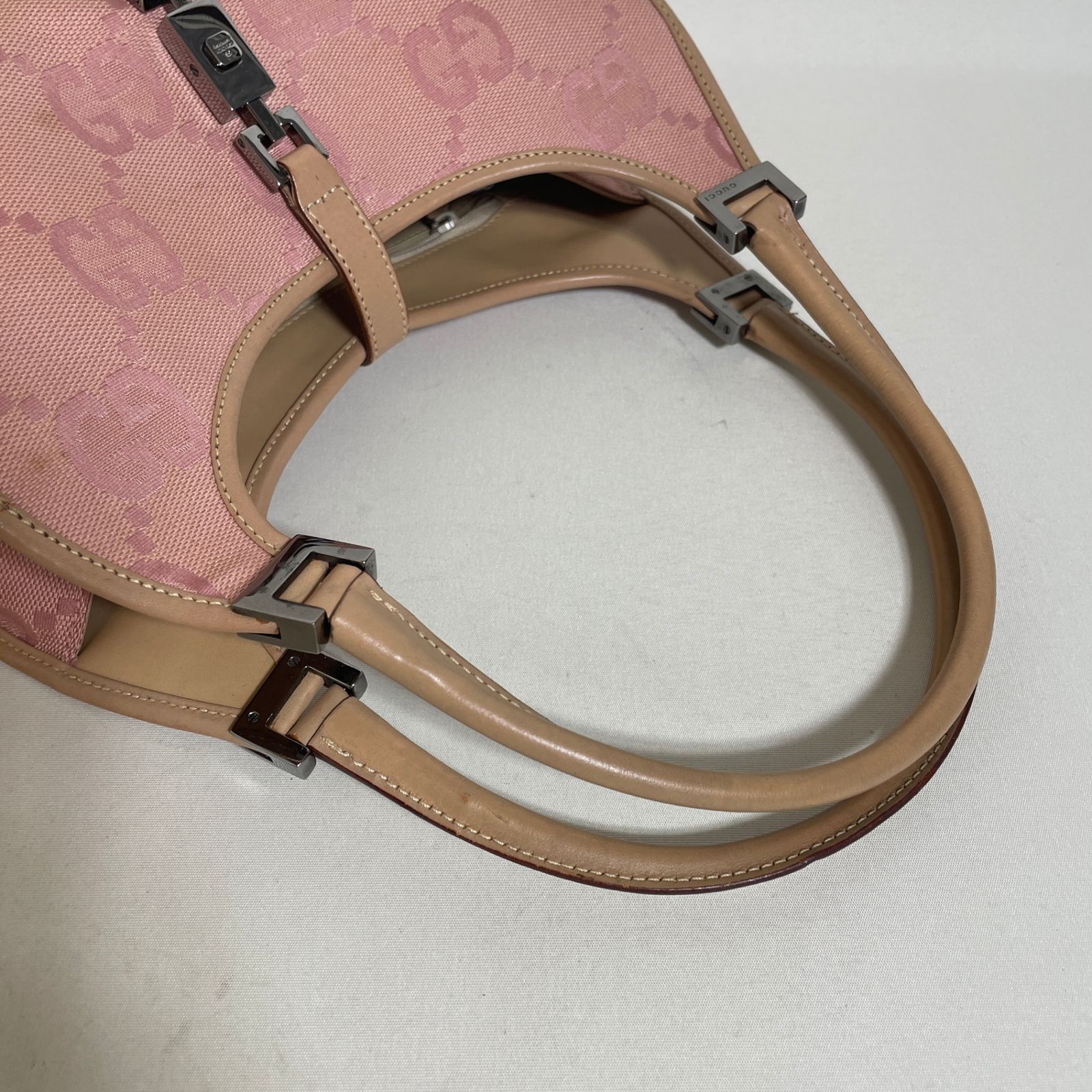 2603-163｜グッチ ジャッキーライン GGキャンバス ハンドバッグ ピンク