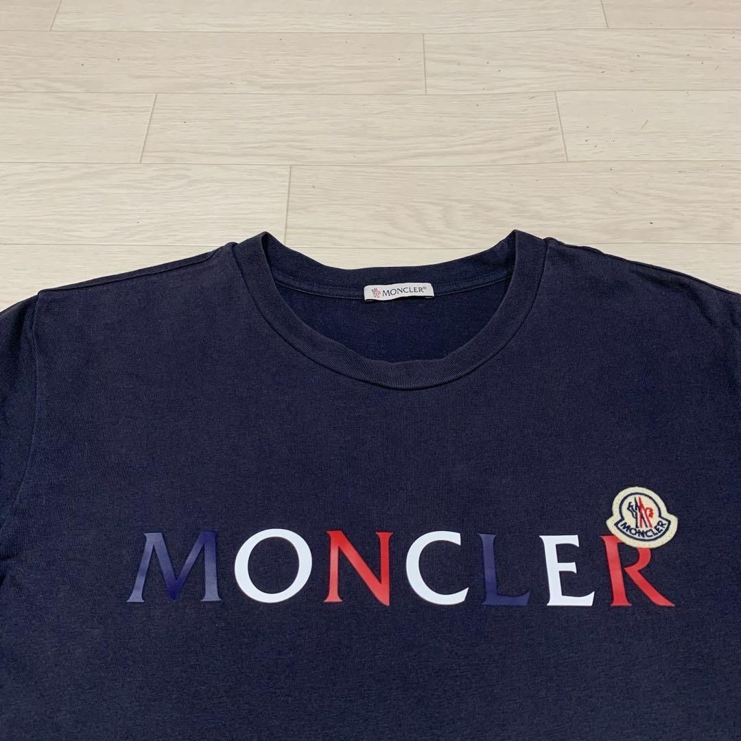 モンクレール　文字ロゴ　ネイビー　S ワッペン　Tシャツ　国内正規品 5S527 モンクレール 文字ロゴ ネイビー S ワッペン Tシャツ 国内正規品 5S527