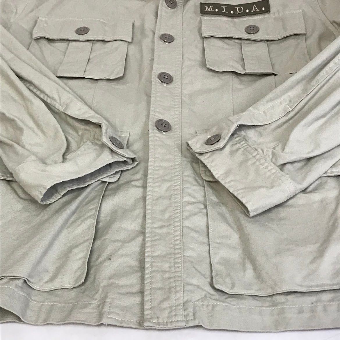 【倉吉店】 中古 M.I.D.A | ミダ その他アウター SPINKER DRILL Bush Jacket ブッシュジャケット M221100 グレー サイズ：M 【91】 倉吉店】 中古 M.I.D.A | ミダ その他アウター SPINKER DRILL Bush