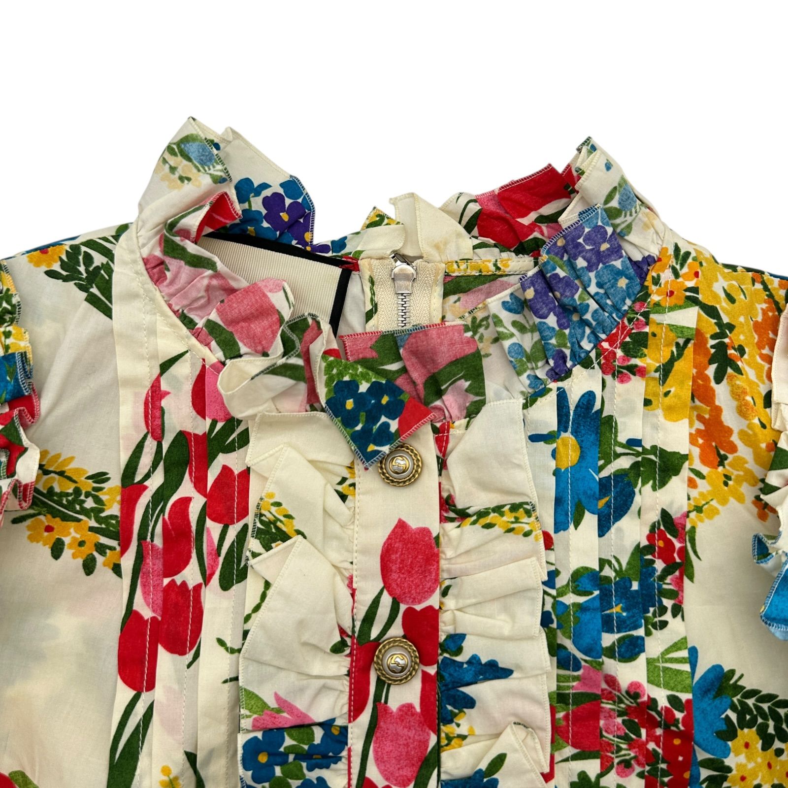 グッチ GUCCI GGパールボタン花柄ワンピース 453982 マルチ グッチ GUCCI GGパールボタン花柄ワンピース 453982 マルチ