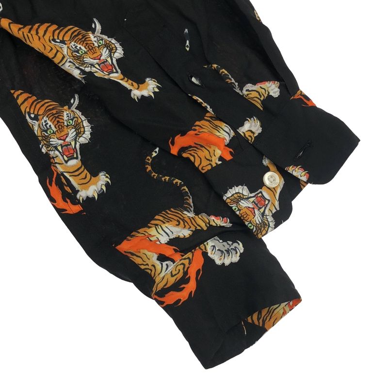 ま*ん様 【虎柄】WACKO MARIA GUILTY PARTIES 長袖カッ 中古】WACKO MARIA The Guilty Parties 虎柄シャツ Mサイズ ブラック