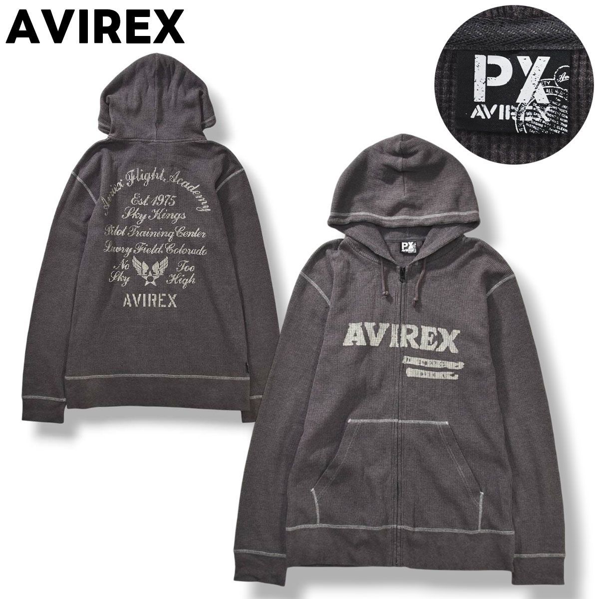 定番】 アヴィレックス PX AVIREX ロゴ プリント サーマル ワッフル 
