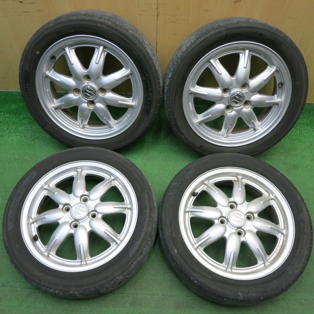 スズキアルト純正アルミホイール 4本セット 165/55r15 エンケイ製 4本価格！22年☆スズキ HA36S アルト 純正 ENKEI 165/55R15 ヨコハマ