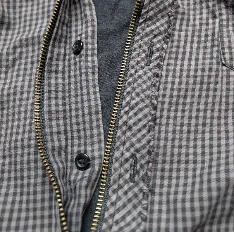 PPFM Double Zip Embroidered Hoodie Jacket Detachable Hood Plaid