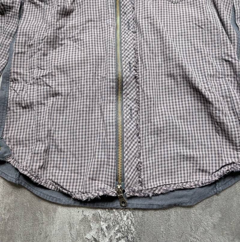PPFM Double Zip Embroidered Hoodie Jacket Detachable Hood Plaid