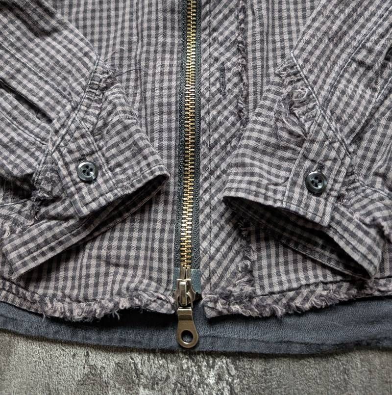 PPFM Double Zip Embroidered Hoodie Jacket Detachable Hood Plaid