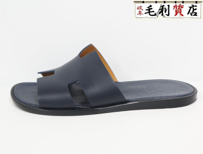 エルメス HERMES メンズ サンダル イズミール カーフレザー ネイビー 