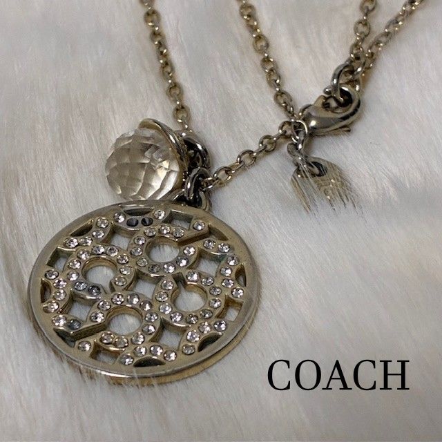 COACH コーチ ネックレス 91433 パヴェ シグネチャー 2連チャーム 【石