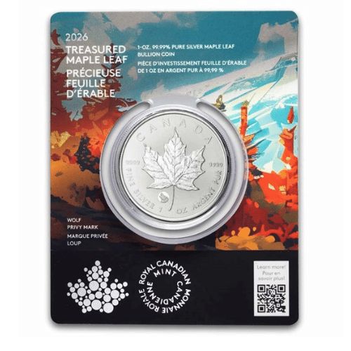2026 カナダ メイプルリーフ地金型銀貨 1オンス オオカミ刻印 2026 カナダ メイプルリーフ地金型銀貨 1オンス オオカミ刻印