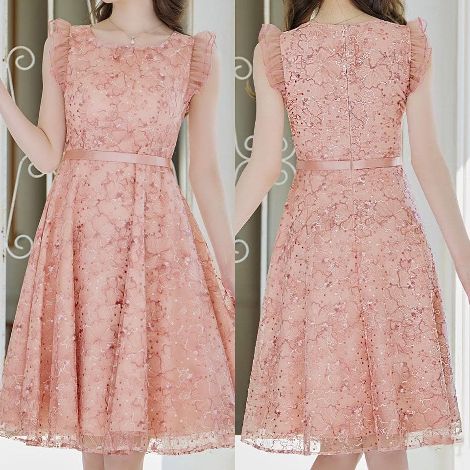 GINZA COUTURE / 銀座クチュール】総レース フリルスリーブ Aライン 