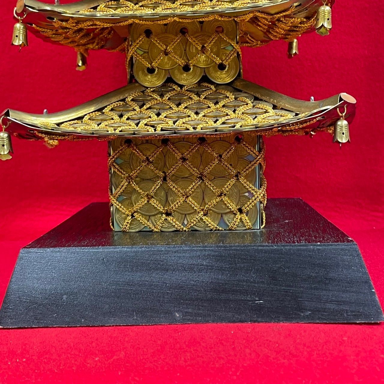 五円玉細工 五円玉アート 五重塔 置物 工芸品 縁起物 オブジェ x 