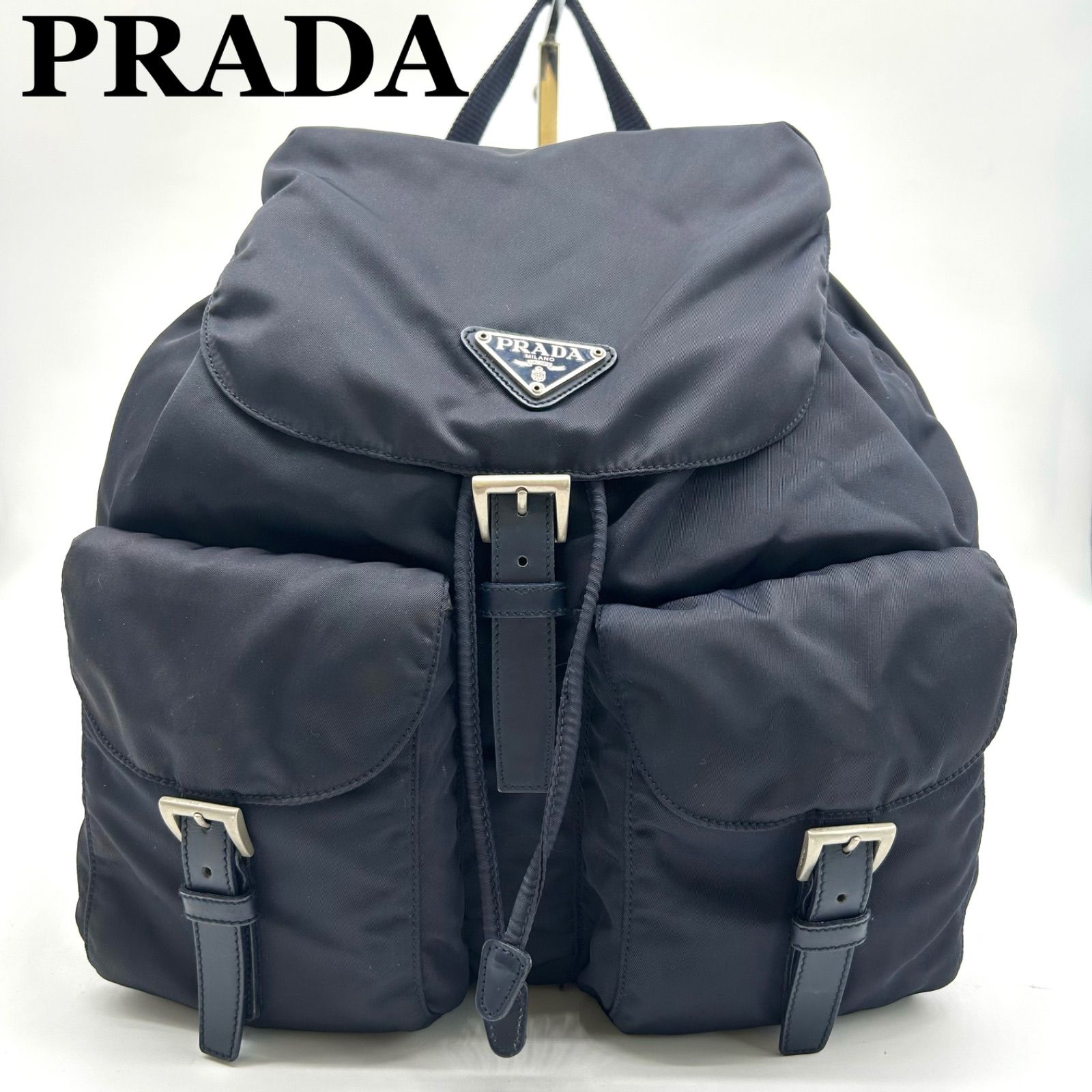 PRADA プラダ 巾着リュック 三角プレート テスート 白タグあり 