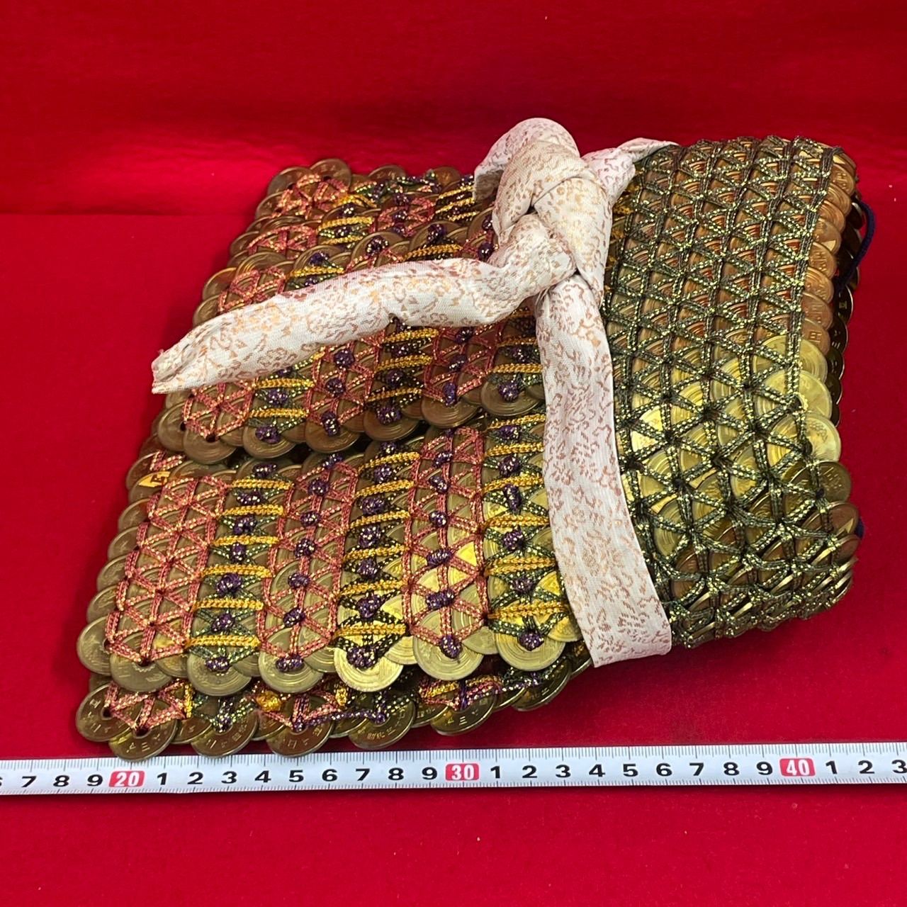 五円玉細工 五円玉アート 兜 草摺 置物 工芸品 縁起物 オブジェ x