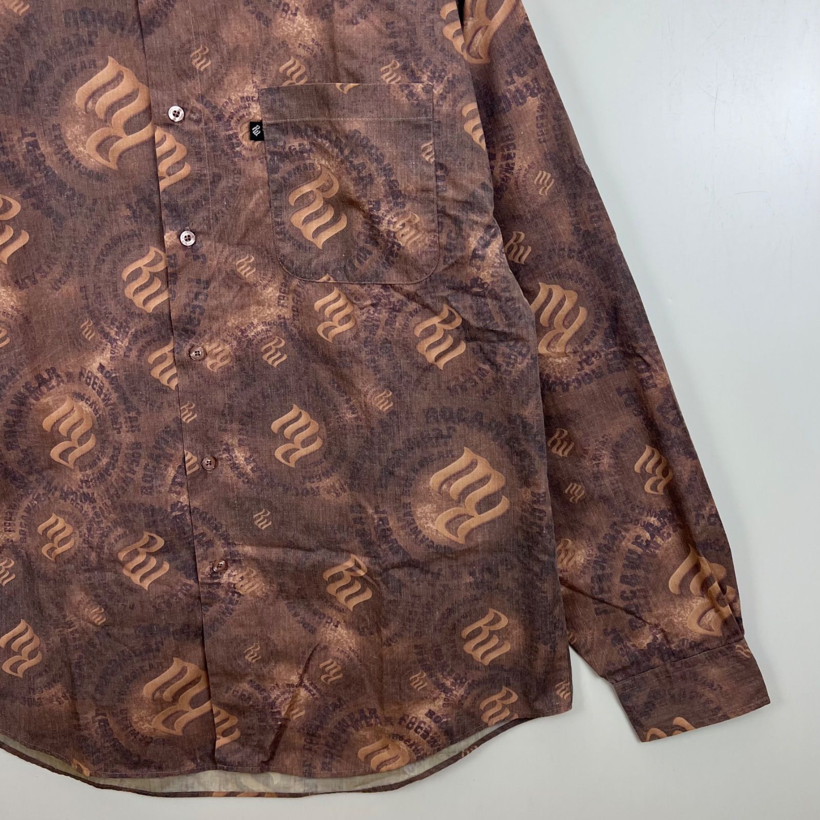 ROCA WEAR 00s HIPHOP archive icon shirts L ロカウェア 総柄 ロゴ 