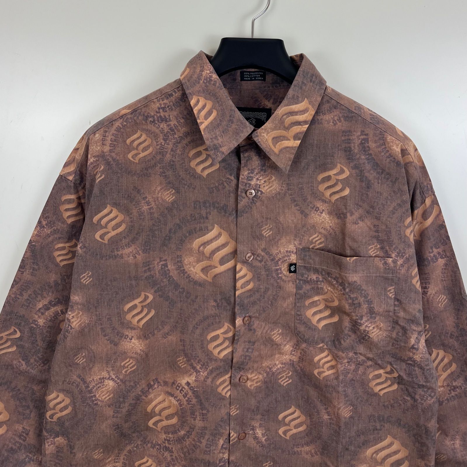 ROCA WEAR 00s HIPHOP archive icon shirts L ロカウェア 総柄 ロゴ 