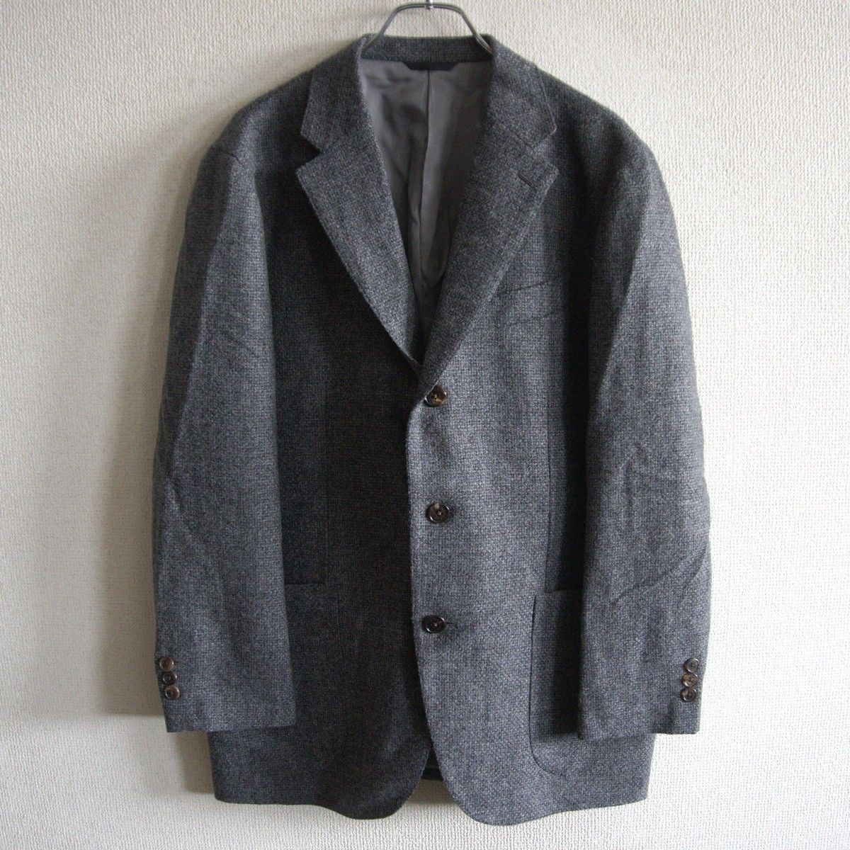 【美品】PAPAS PLUS 【BOTTOLI ウールカシミヤ テーラード ジャケット】M パパス プラス グレー 26030839 美品】PAPAS PLUS 【BOTTOLI ウールカシミヤ テーラード ジャケット】M