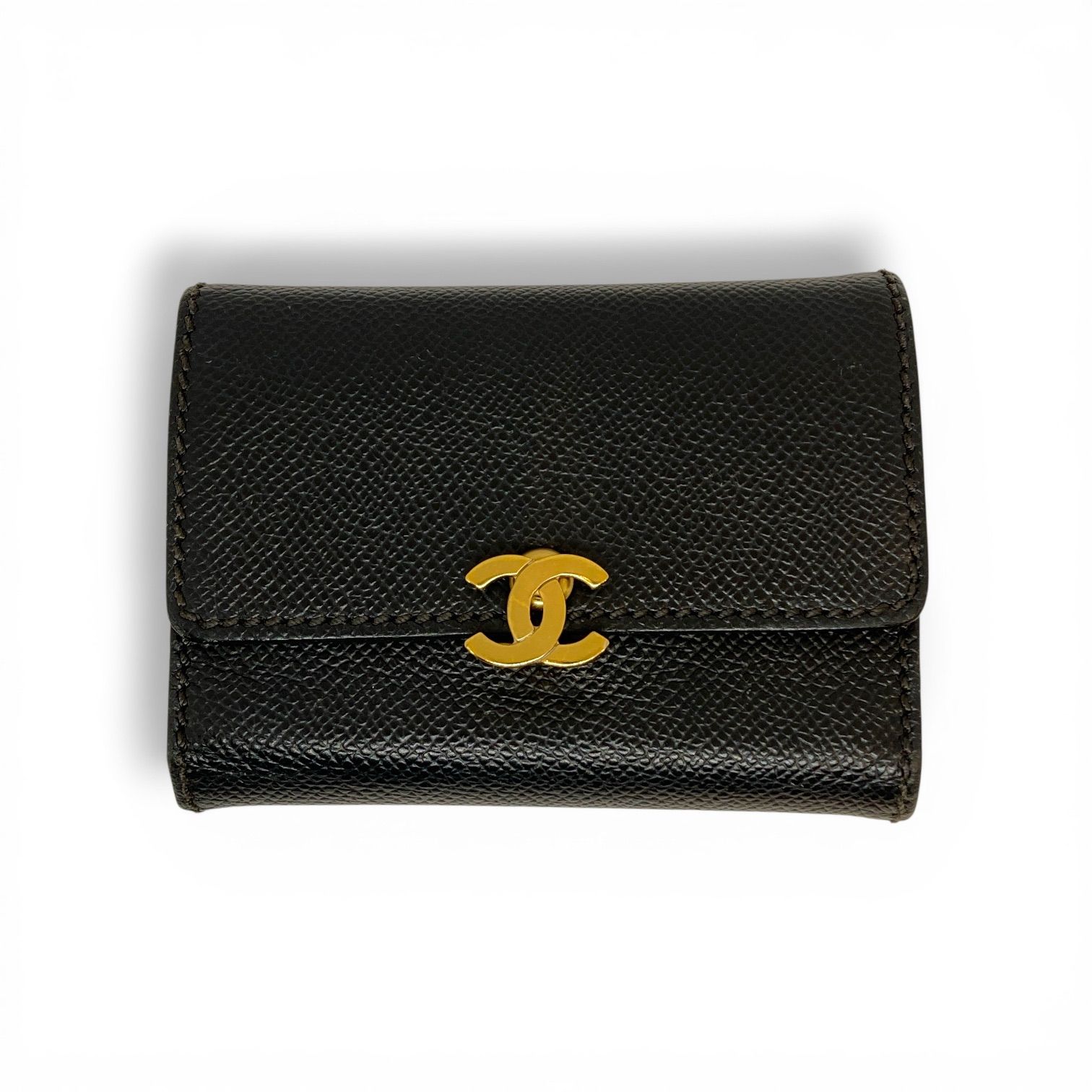 ヴィンテージ・1990s】CHANEL シャネル キャビアスキン3つ折りカード 