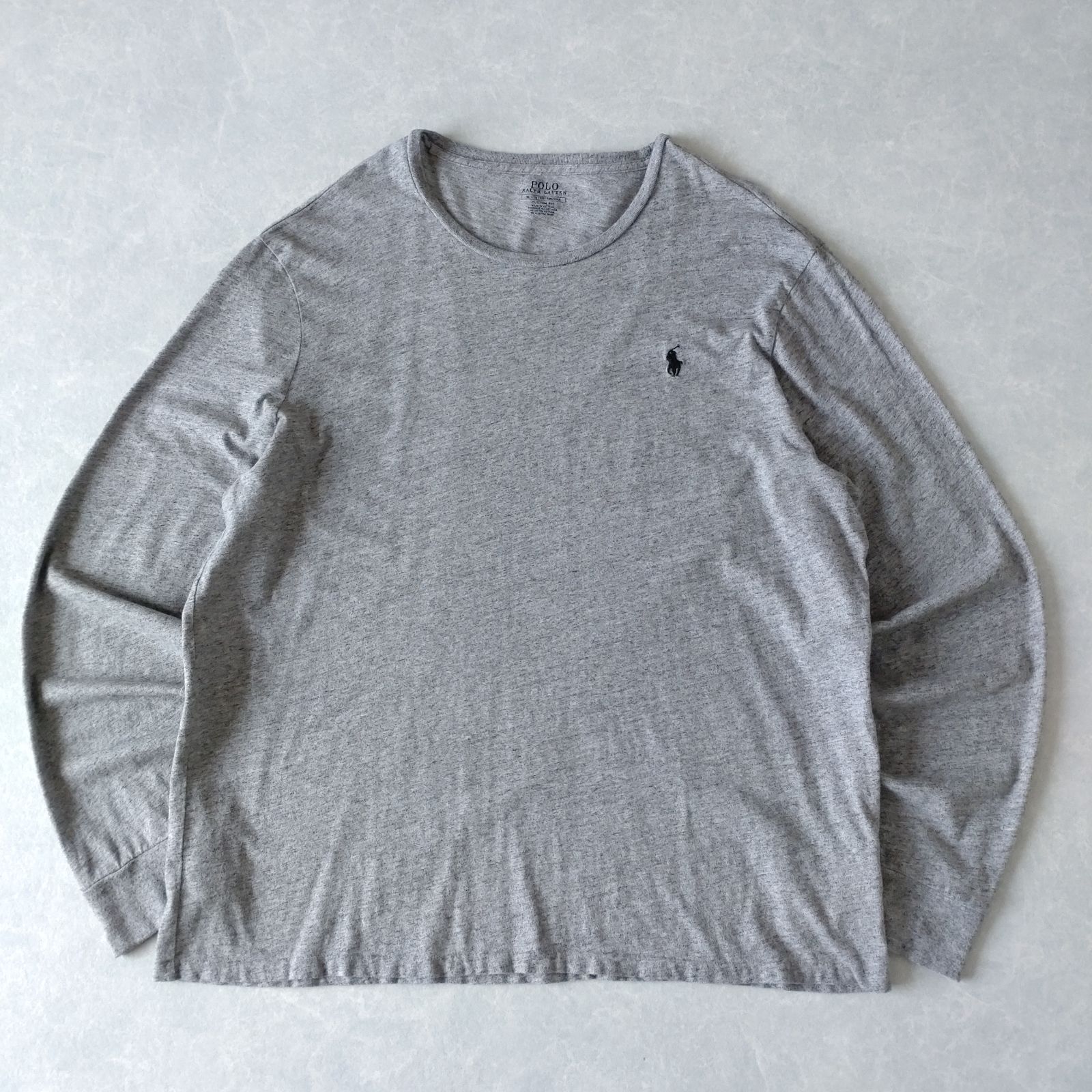 古着 POLO RALPH LAUREN ポロラルフローレン ロンT 長袖Tシャツ CUSTOM FIT グレー XL L5860 - メルカリ