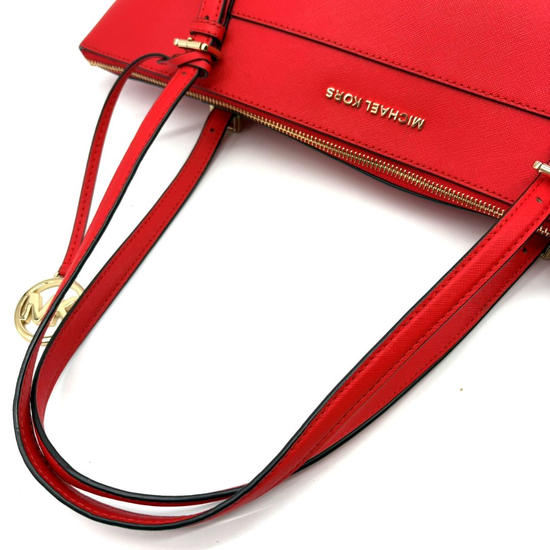 マイケルコース Michael Kors トートバッグ レッド PVC レザー 肩掛け 