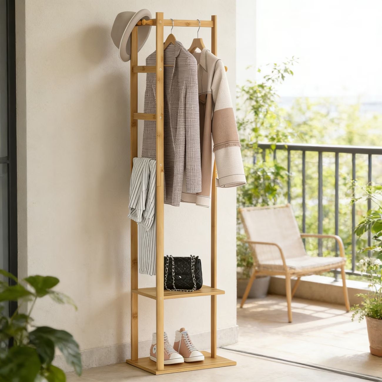 服かけるポール Amazon ポールハンガー 木製ハンガーラック スリム頑丈