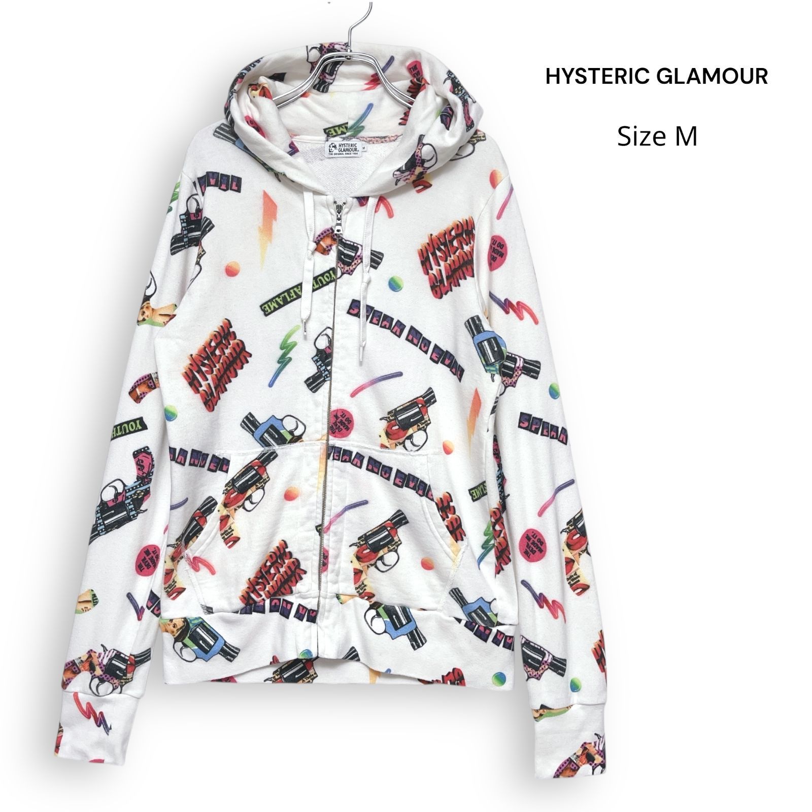 M2680/ HYSTERIC GLAMOUR ヒステリックグラマー 総柄 ジップ パーカー 