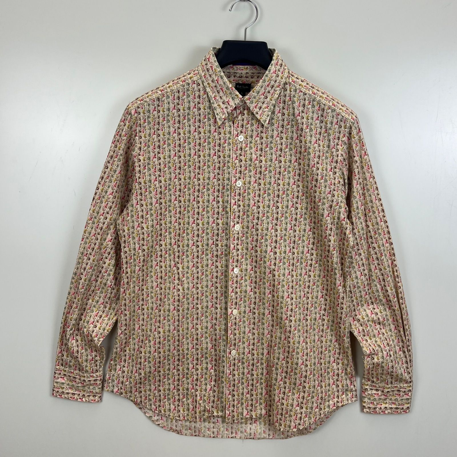 PAUL SMITH LONDON flower stripes L/S shirts L ポールスミス 