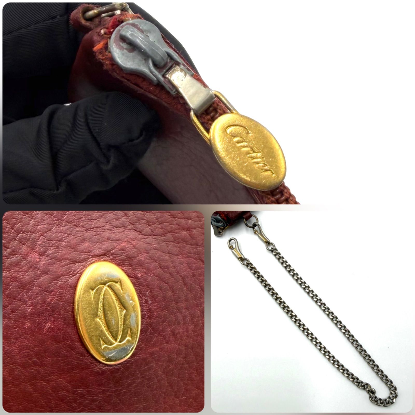 カルティエ Cartier マストライン ポーチ 小物入れ ゴールド金具 男女 