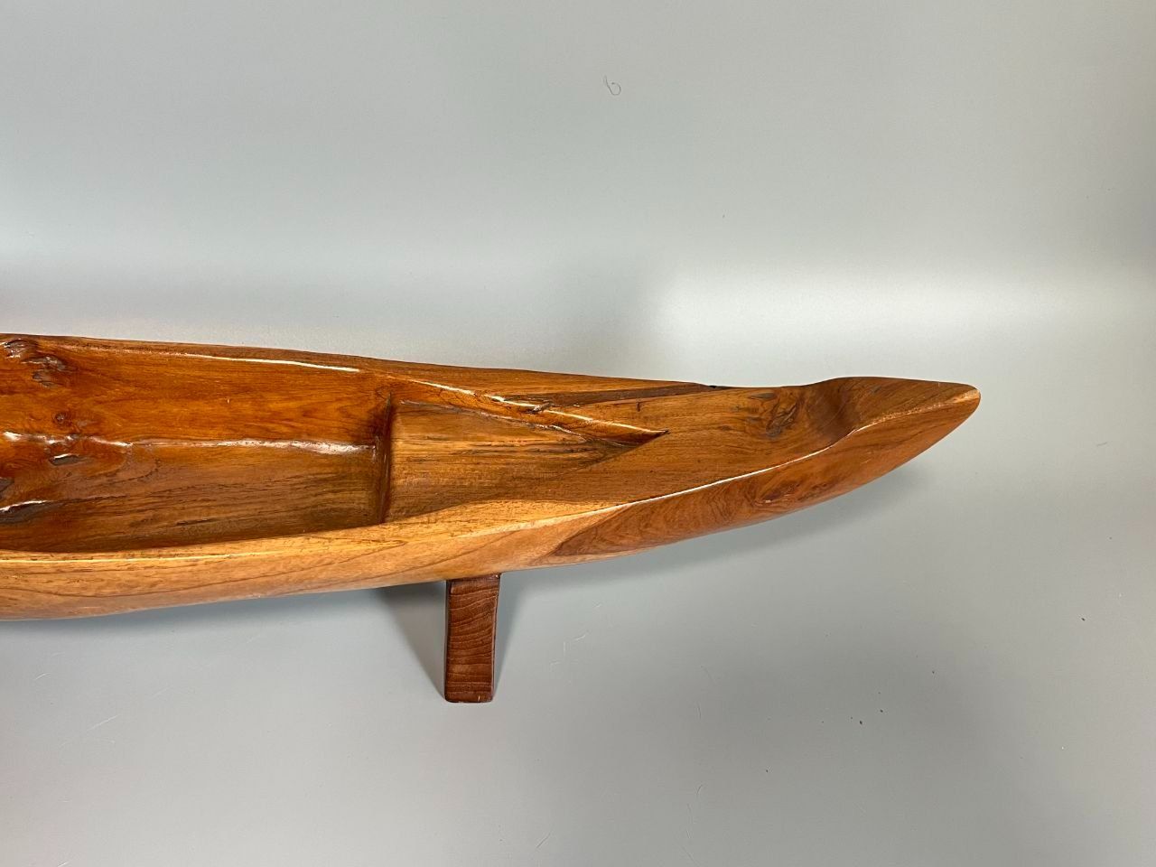 天然木無垢材一枚板舟形大鉢飾り皿オブジェ全長101.5cm巨大船型木彫り彫刻インテリア店舗什器飾り物アンティーク風レトロモダン