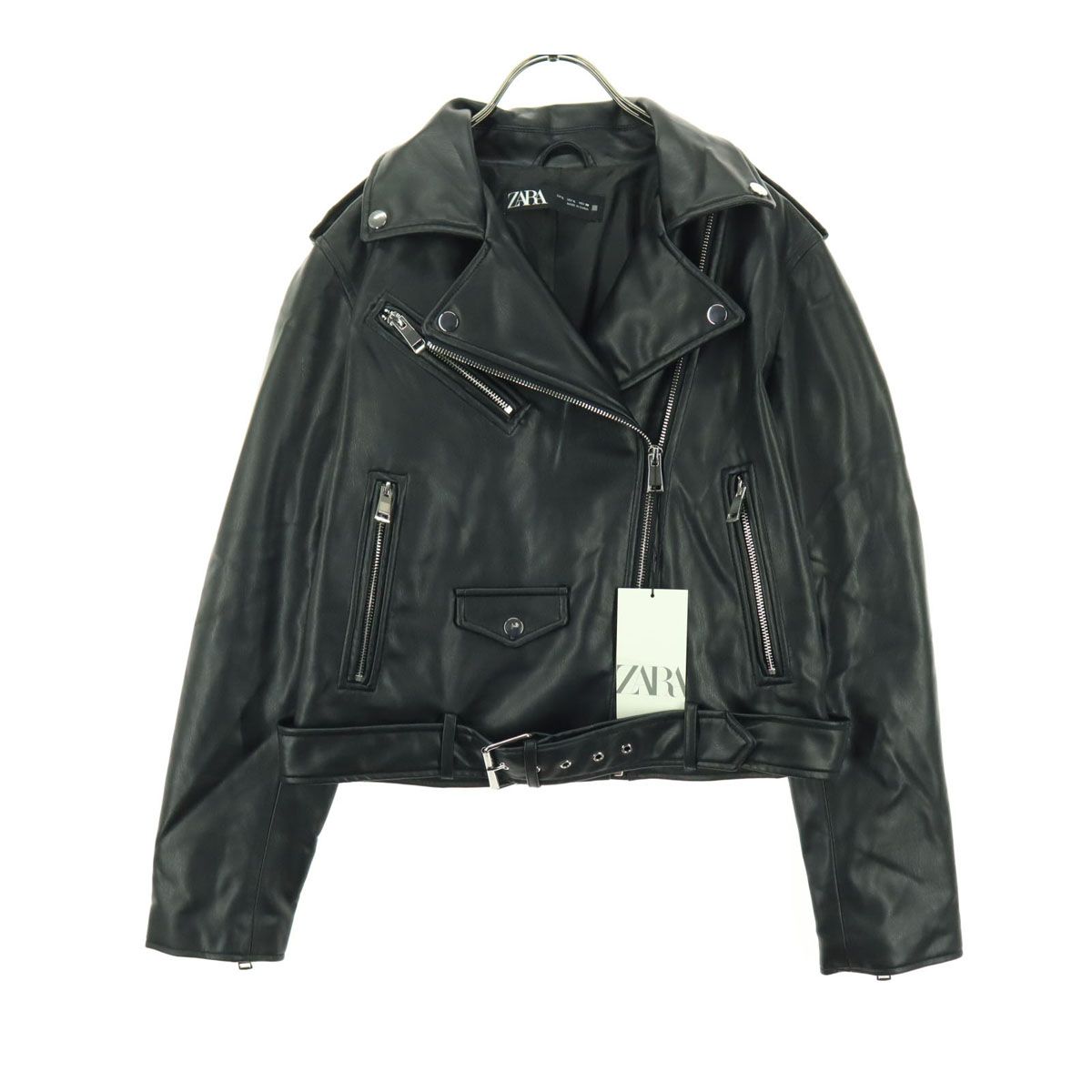 未使用 ZARA ザラ 長袖 フェイクレザー ダブルライダースジャケット L 