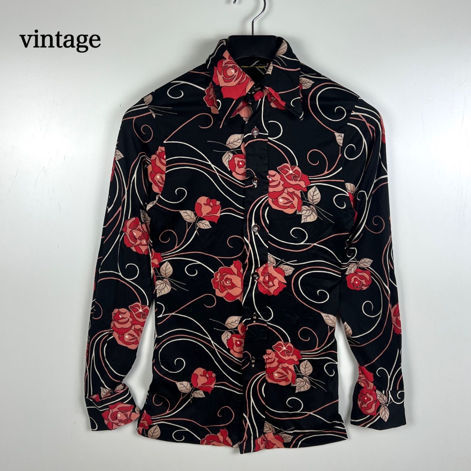 vintage 70s poly DISCO flower shirts ヴィンテージ ポリエステル 