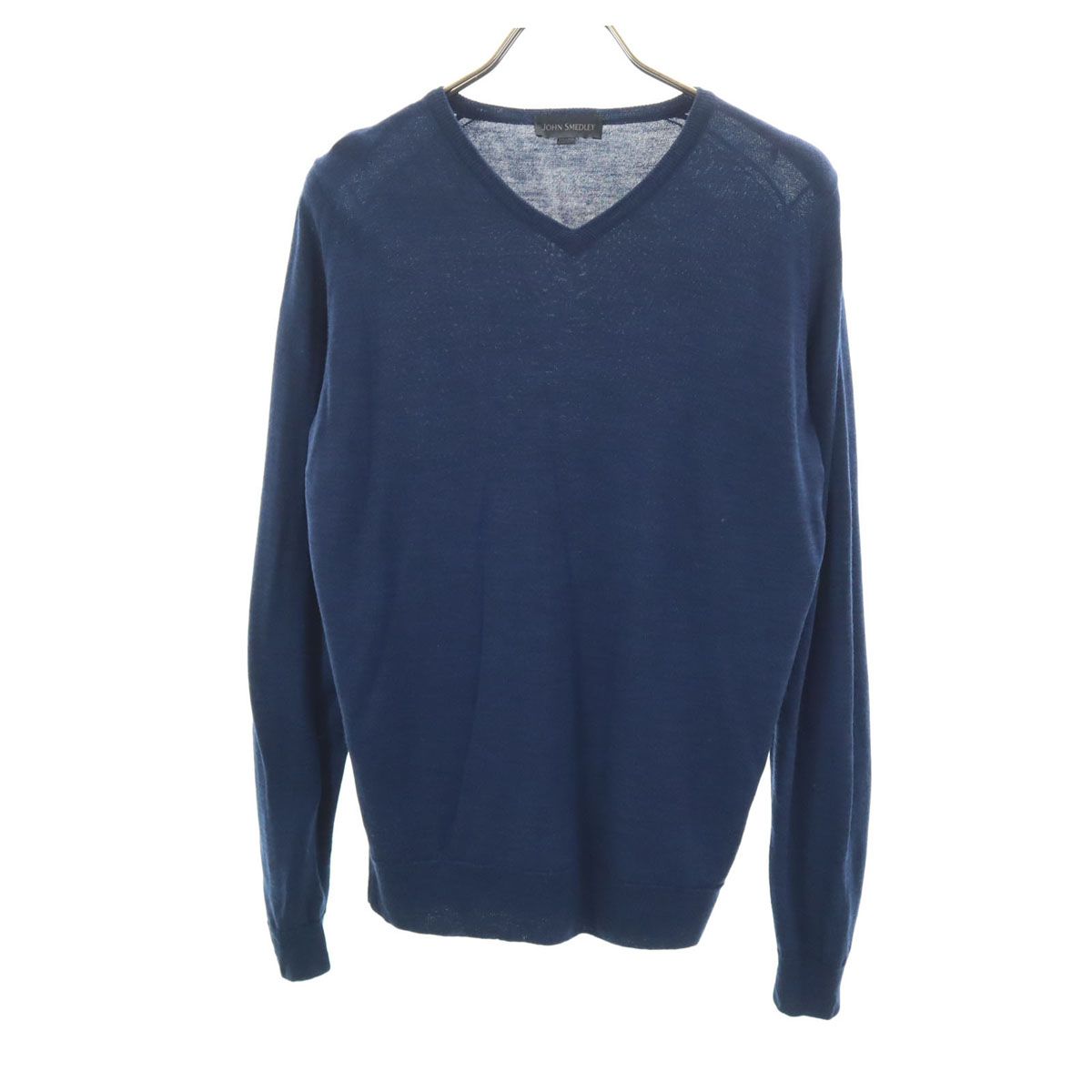 JOHN SMEDLEY ジョンスメドレー 長袖 Vネック ニット S ネイビー 
