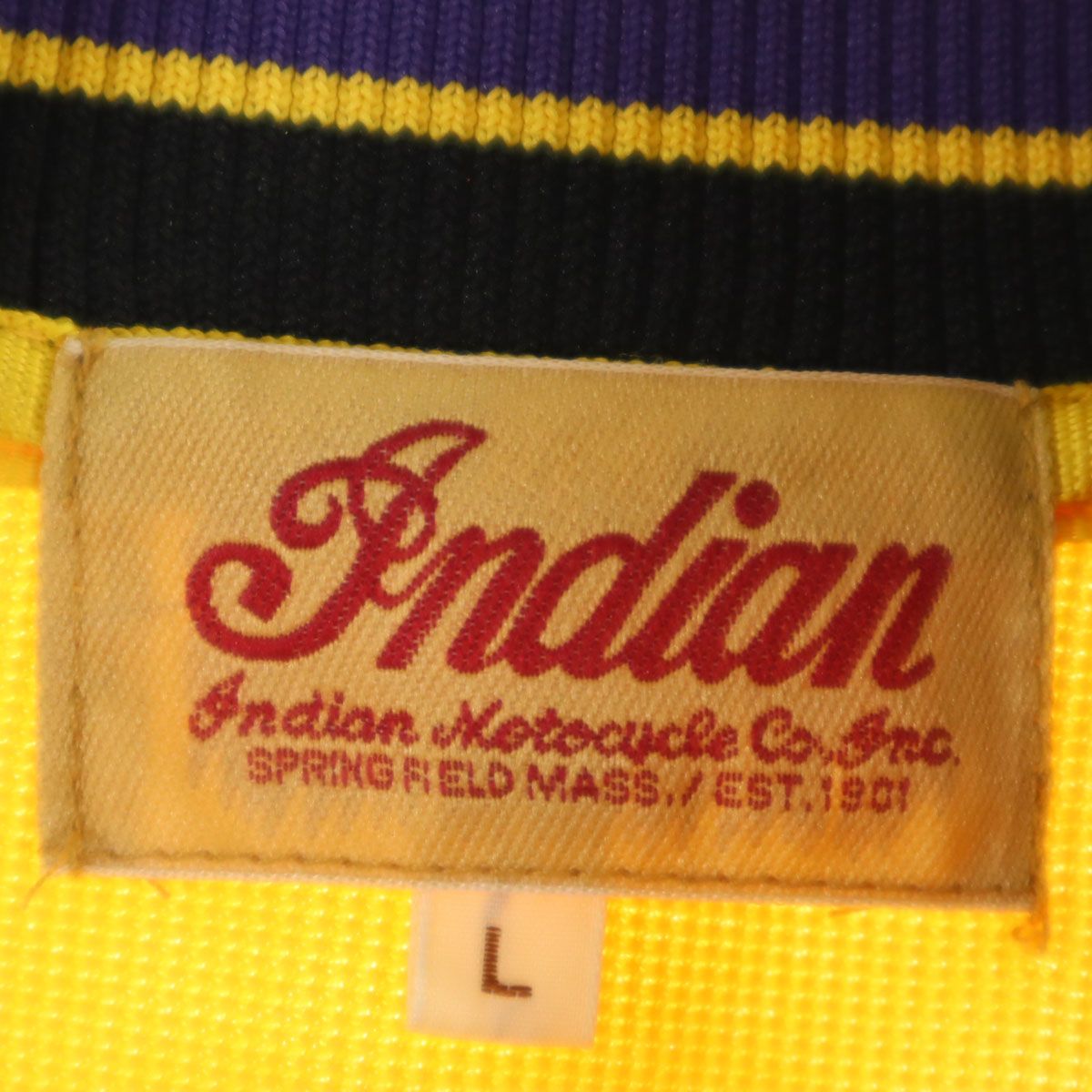 Indian インディアン ベースボール ジャケット L イエロー モーター