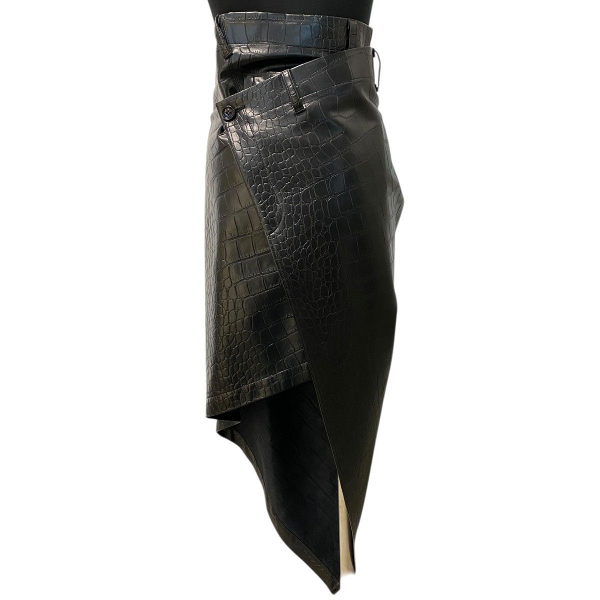 JUNYAWATANABE Sサイズ 25awファー付きレザータイトスカート JUNYA WATANABE COMME des GARCONS 25AW Crocodile-Effect Asymmetric