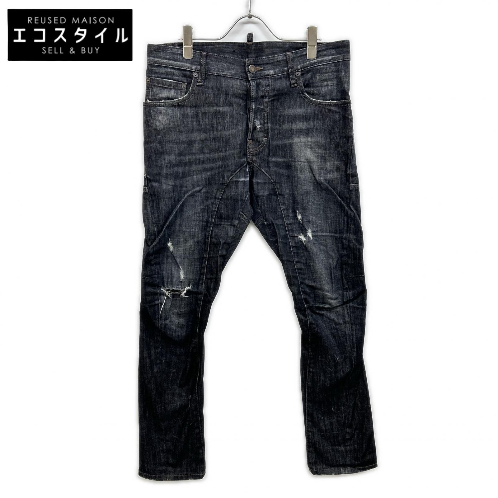 DSQUARED2 ディースクエアード S74LB0109 Tidy biker jean ﾌﾞﾗｯｸﾃﾞﾆﾑ 