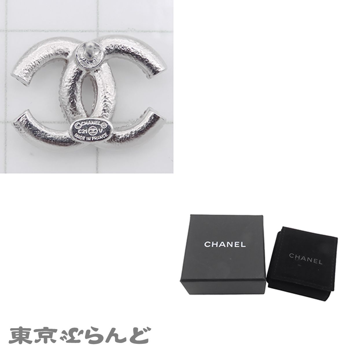シャネル CHANEL ピアス シルバー メタル ラインストーン ココマーク
