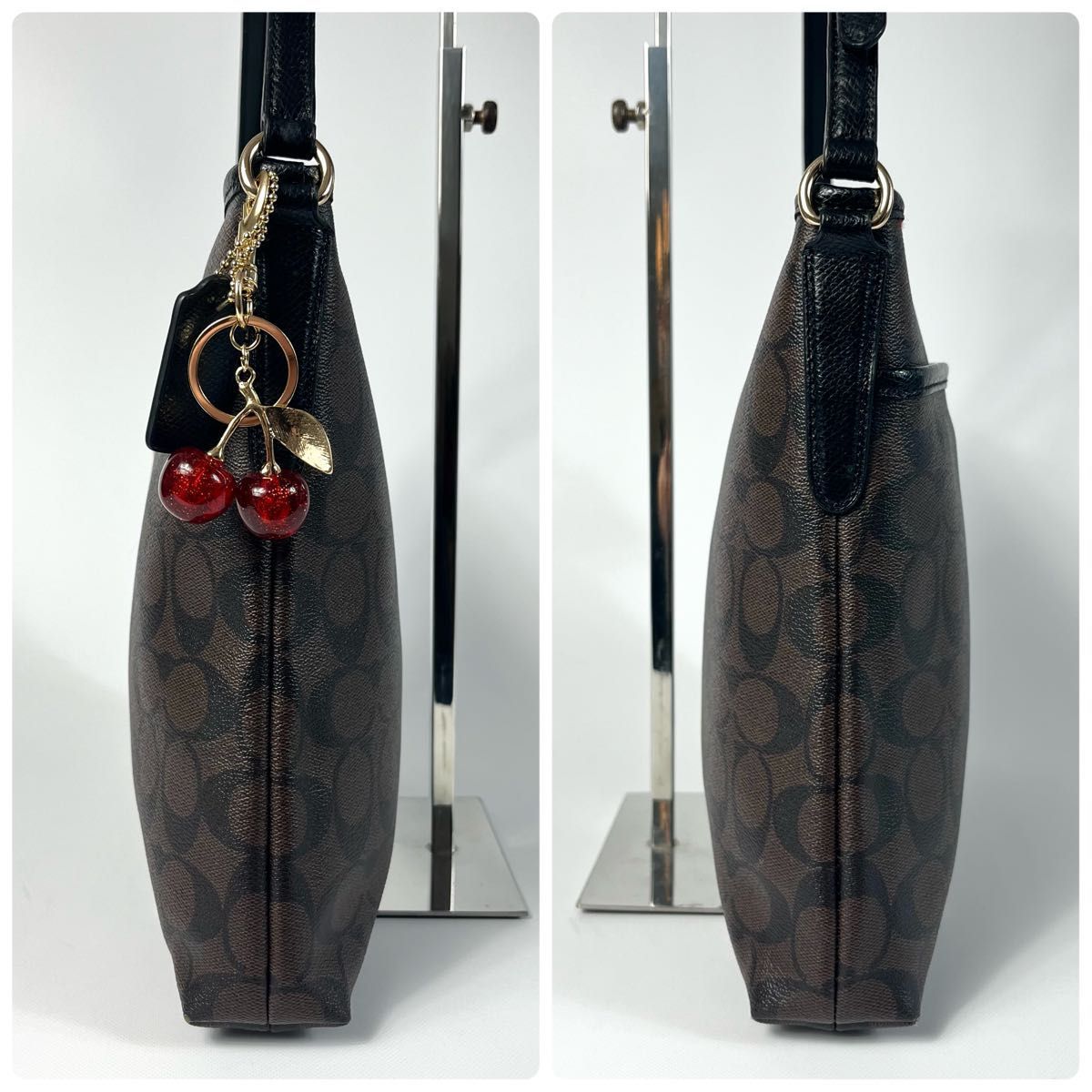 COACH ショルダーバッグ シグネチャー ブラック 美品 美品☆COACH コーチ シグネチャー ショルダーバッグ マホガニー