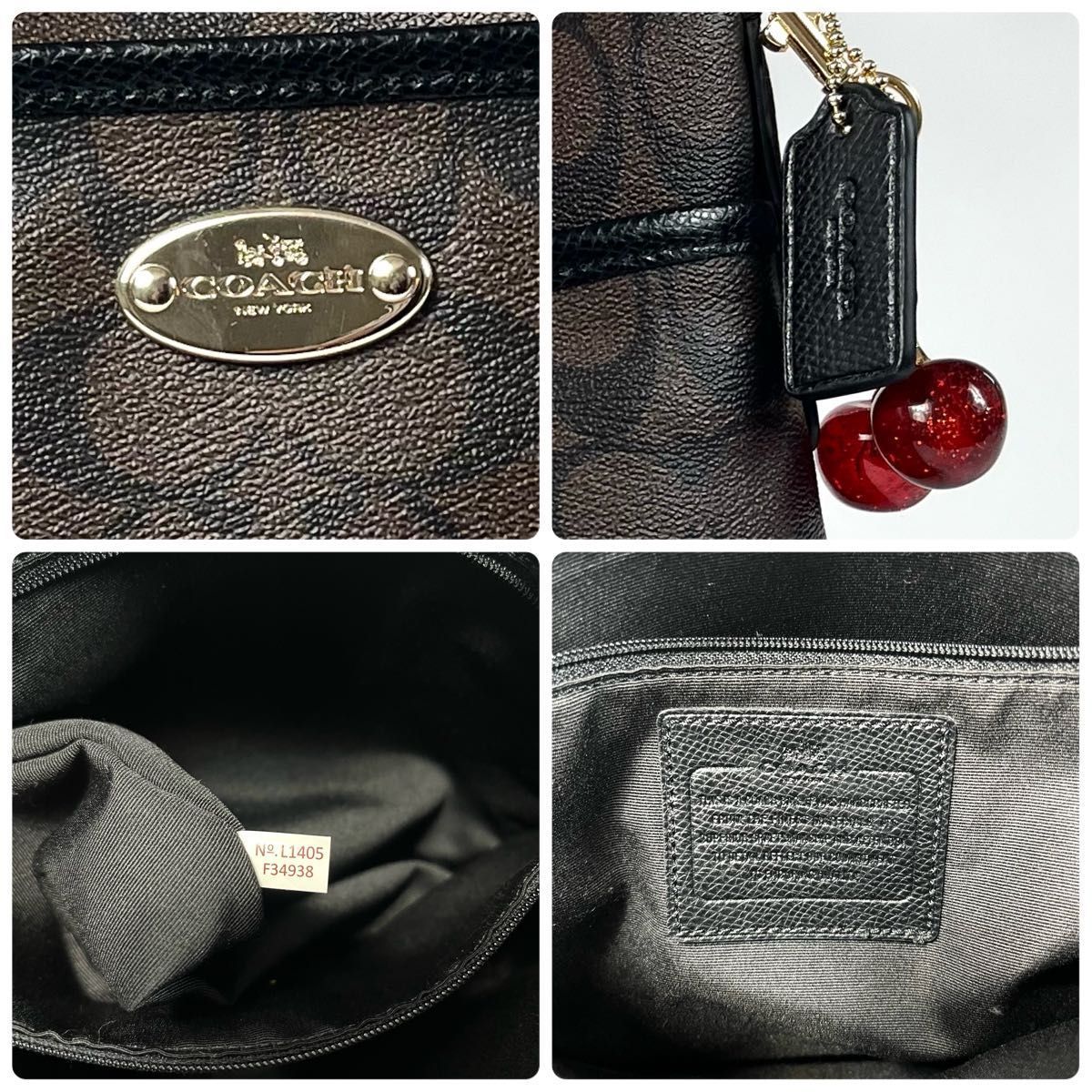 美品 COACH コーチ ショルダーバッグ シグネチャー レザー ブラウン 