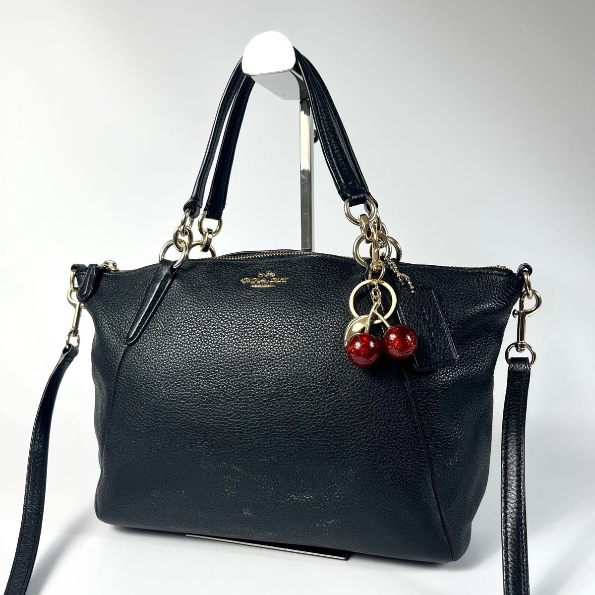 良品 COACH コーチ 2way ハンドバッグ ショルダーバッグ レザー 黒 