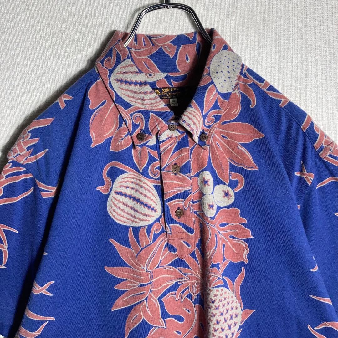 SUNSURF ポロシャツ ココナッツボタン 青 紺 XL 【公式通販】