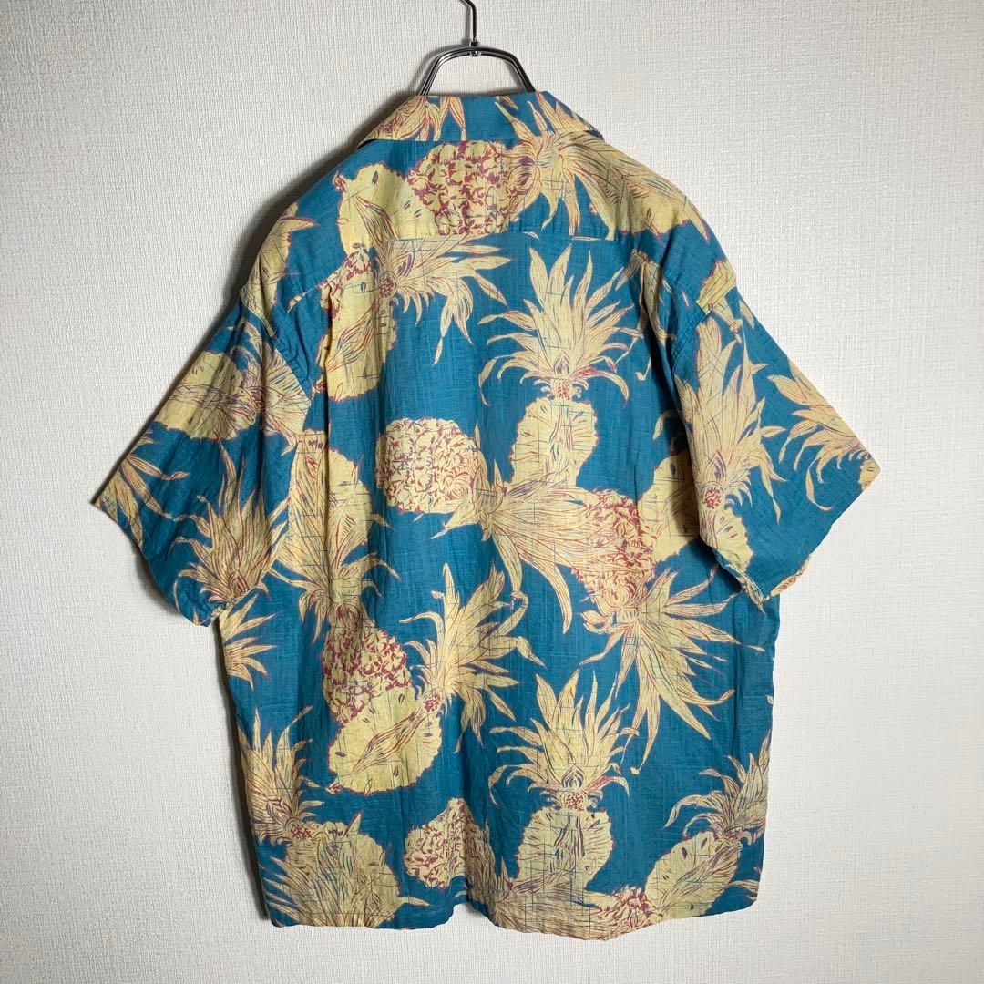 美品】SUNSURF アロハシャツ 半袖 開襟 パイナップル 総柄 青 L - メルカリ